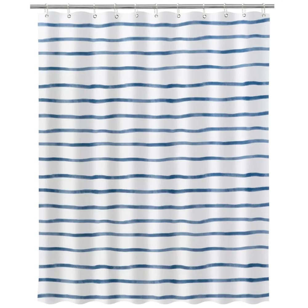 Rideau de douche bleu et blanc rayures 180x200cm