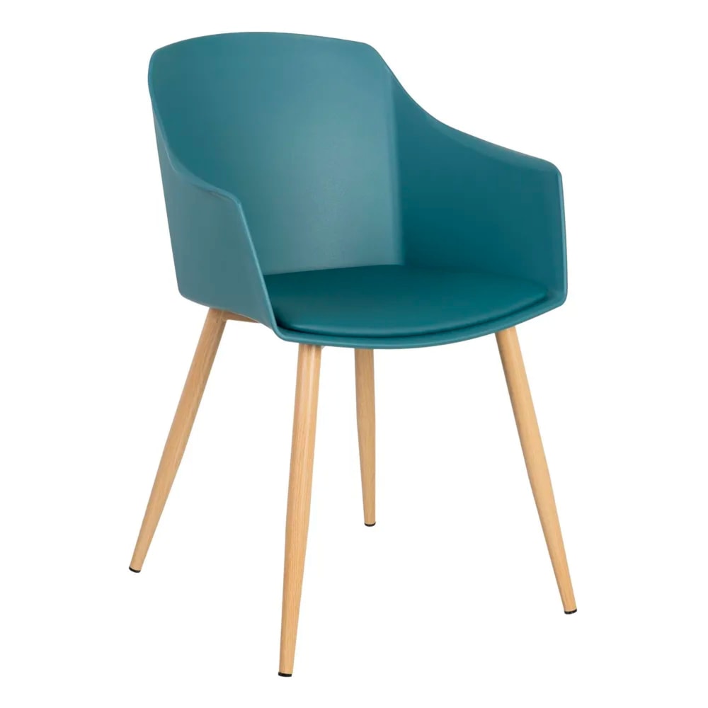 Chaise métal et plastique bleu pétrole 55x56x83cm — Beyit