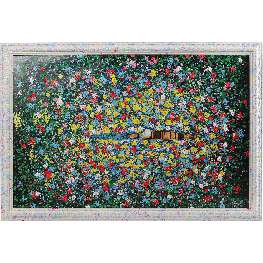 Peinture encadrée marché aux fleurs flottant