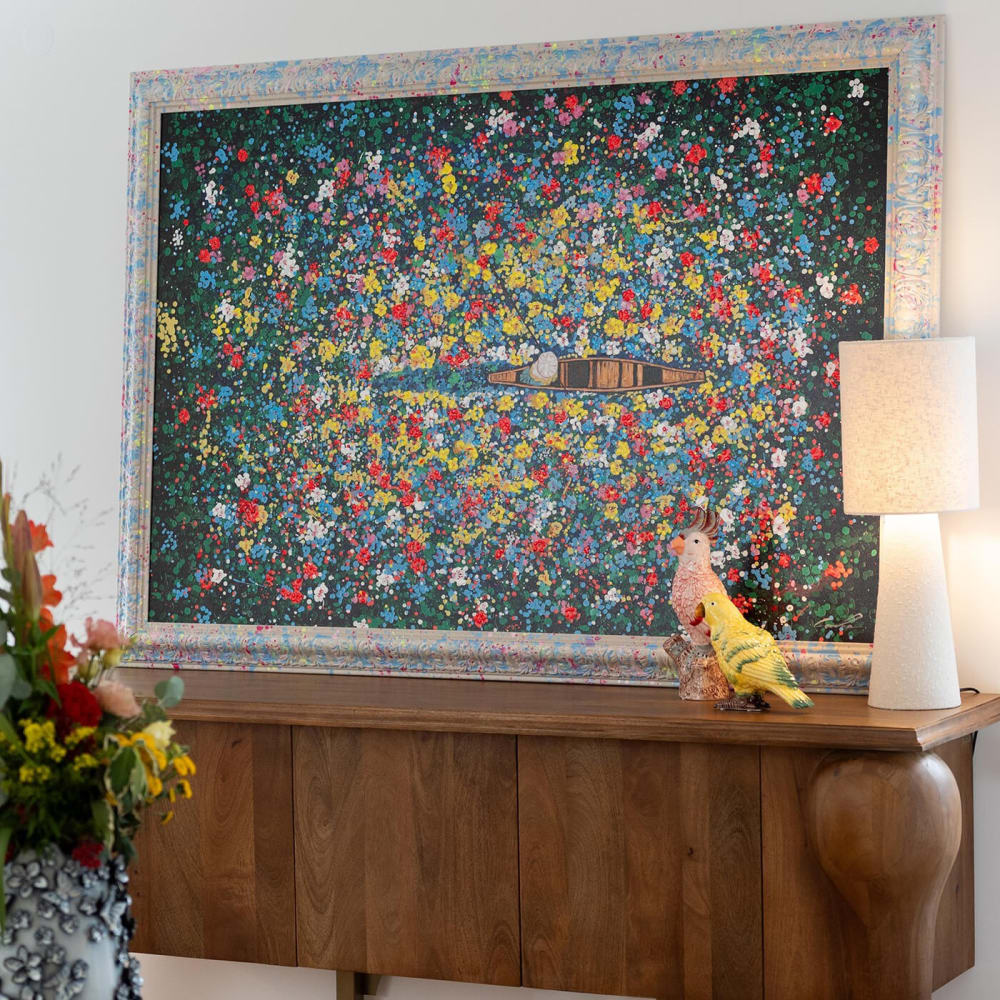 Peinture encadrée marché aux fleurs flottant