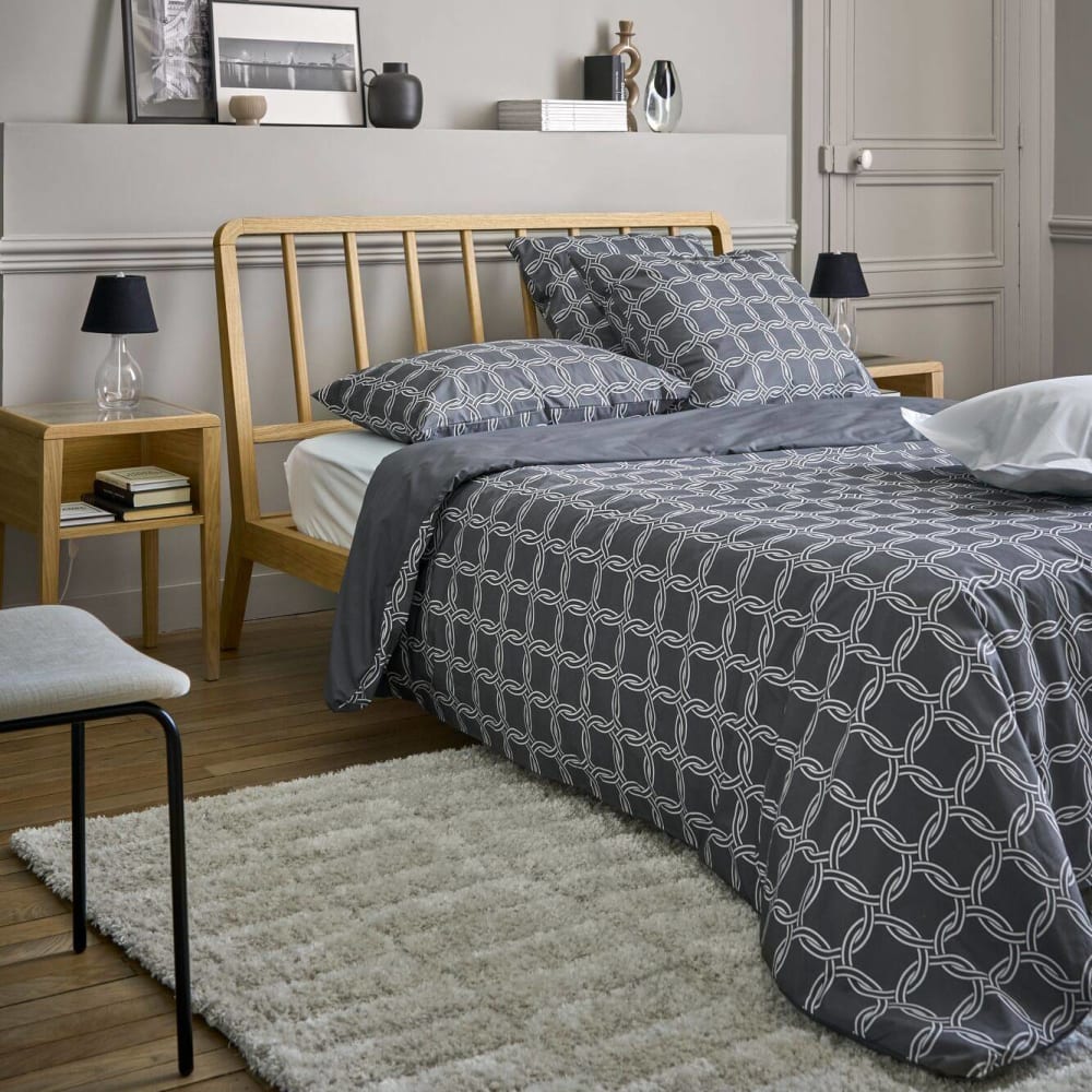 Table de chevet effet bois clair et plateau en verre transparent