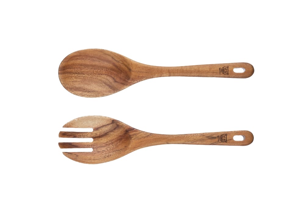 Couverts à salade en bois d'acacia marron 25.8cm