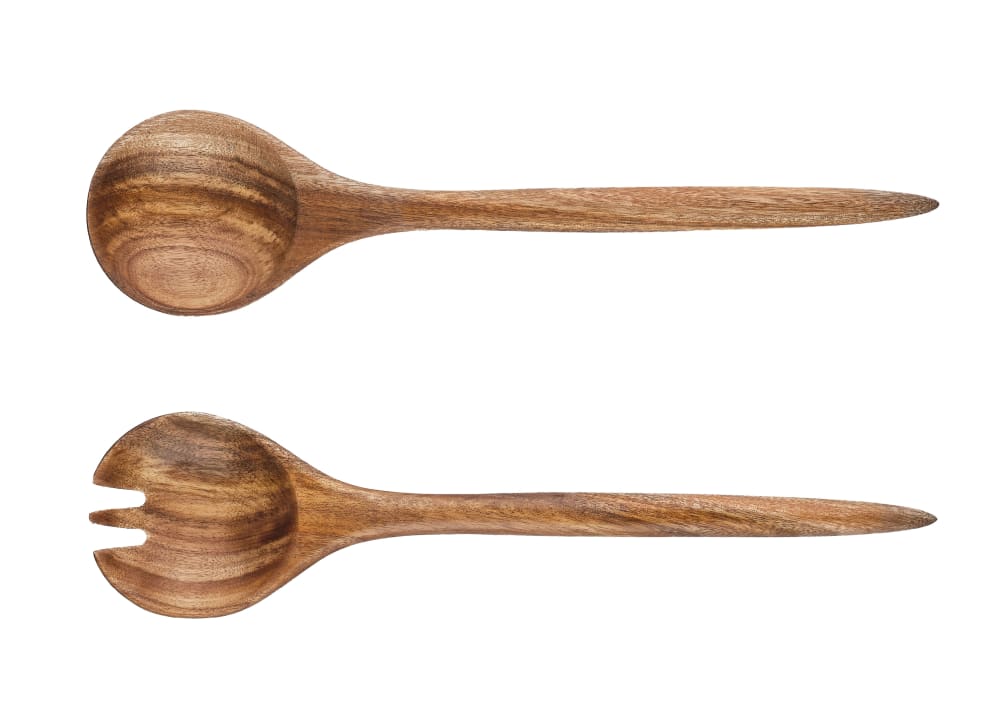 Couverts à salade en bois d'acacia marron 32cm