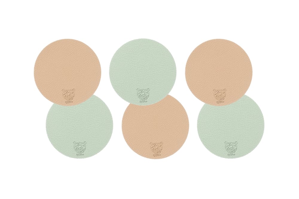 Sous-verre rond réversible - 6 pièces - rose pâle et vert pâle Sous-verre rond réversible - 6 pièces - rose pâle et vert pâle