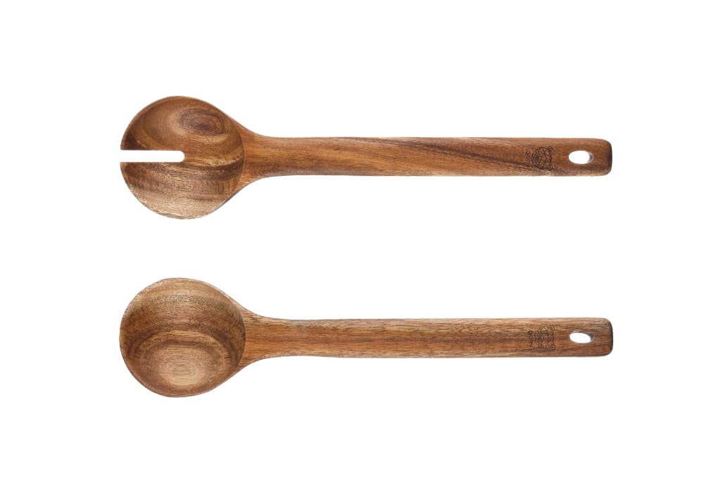 Couverts à salade en bois d'acacia marron 29.8cm