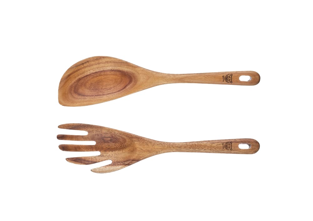 Couverts à salade en bois d'acacia marron 26cm