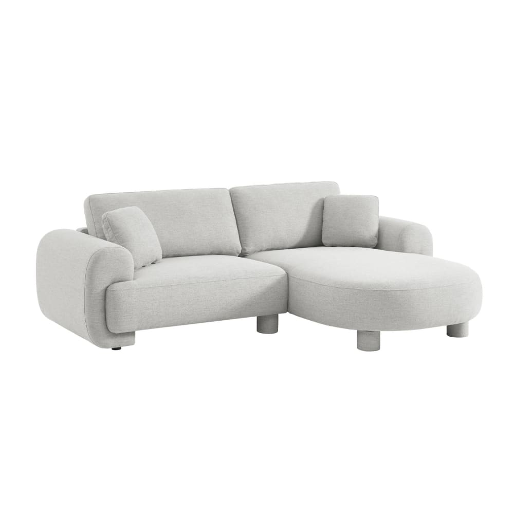 Canapé d'angle droite 3 places tissu gris clair pieds ronds