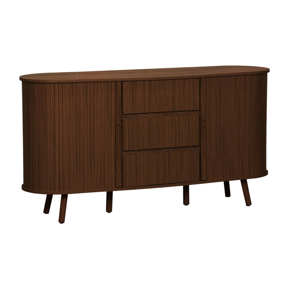 sweeek Sideboard mit 2 Schiebetüren, nussbaumfarben style modern Braun Spanplatte