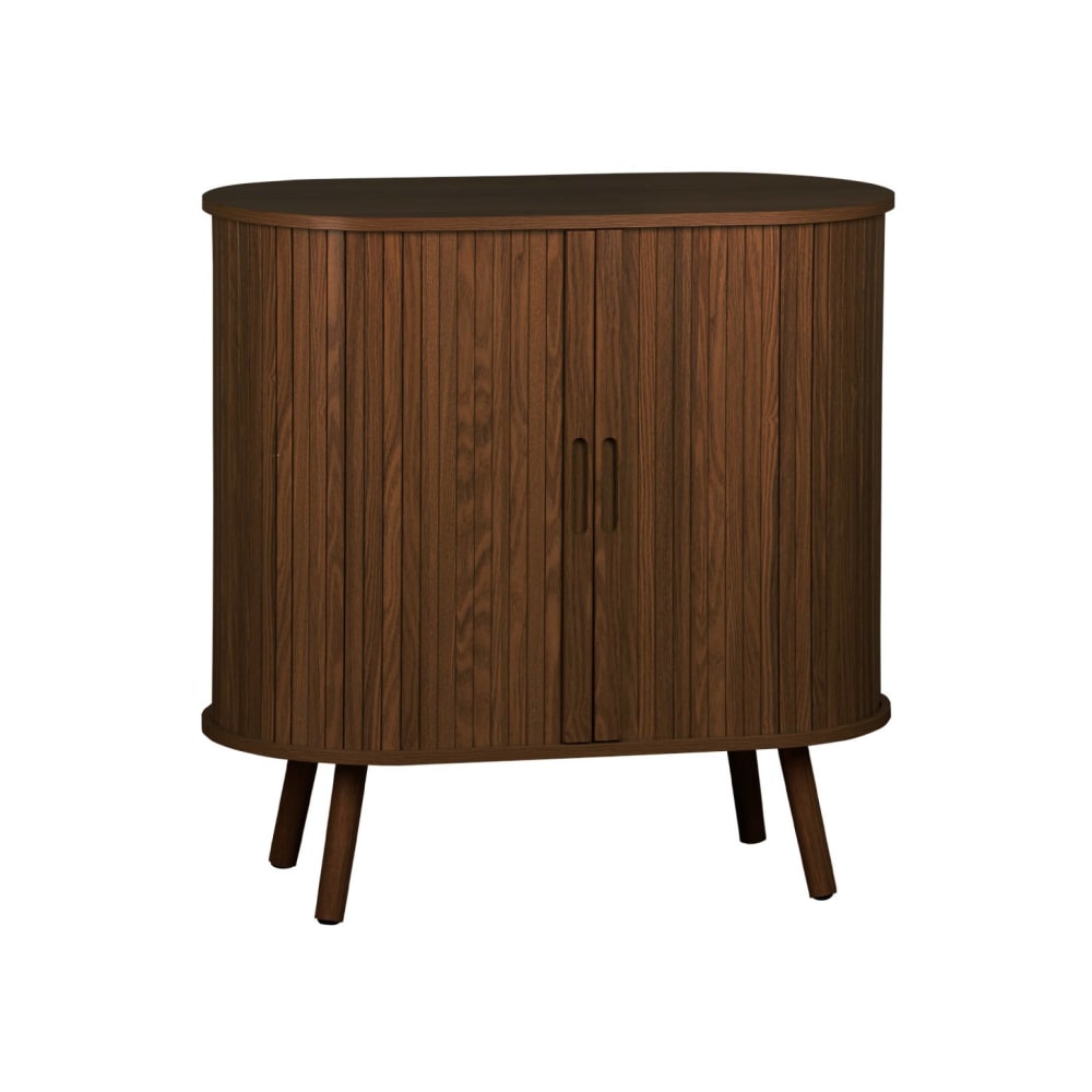 sweeek Sideboard mit Regal, geriffelter Holzlook, nussbaumfarben style modern Braun Spanplatte