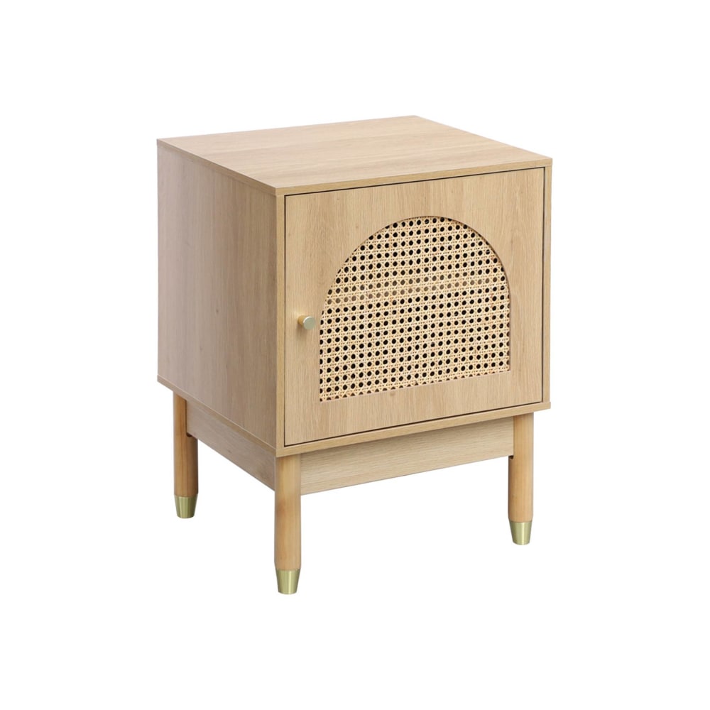 Table de chevet bohème bois et cannage naturel 1 porte