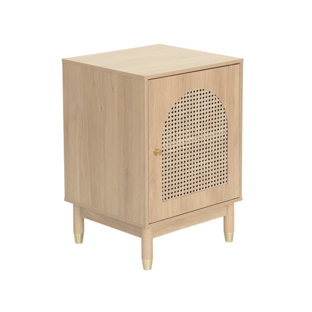 Table de chevet bohème bois et cannage naturel 1 porte