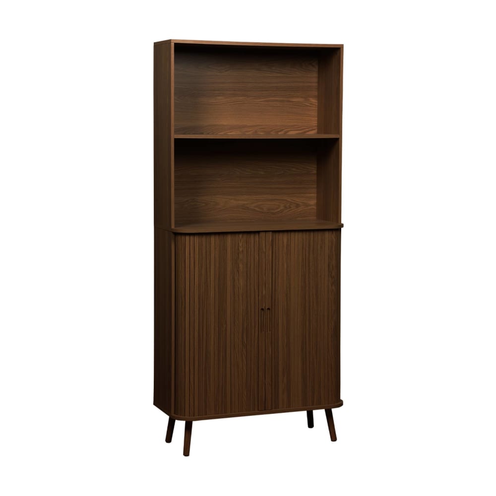 sweeek Skandinavisches Bücherregal, nussbaumfarben style modern Braun Spanplatte