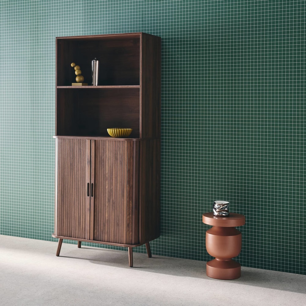 Etagère bibliothèque scandinave, couleur noyer