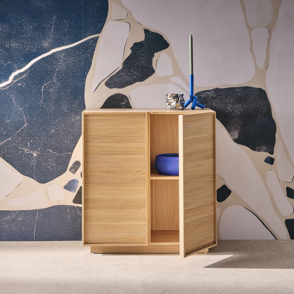 Anrichte Holzlook 2 Türen 80 cm 4 Fächer naturfarben - Maisons Du