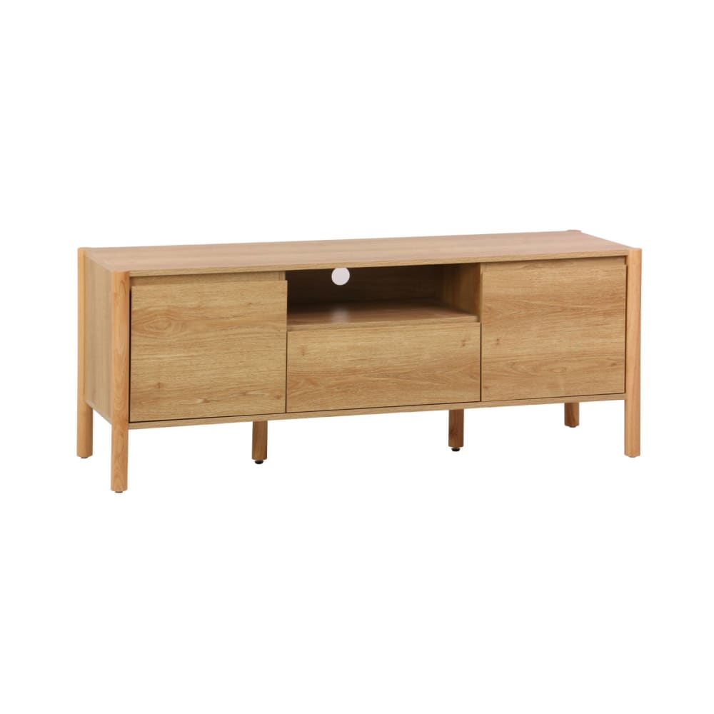 Meuble tv décor bois 2 portes 1 tiroir 140cm naturel