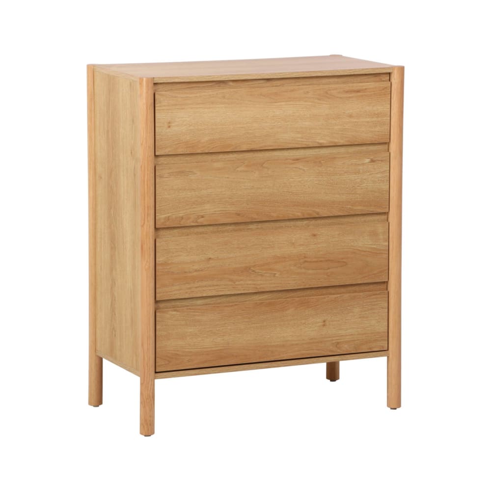 Kommode Holzdekor 4 Schubladen Naturfarbe 80 cm - Maisons Du