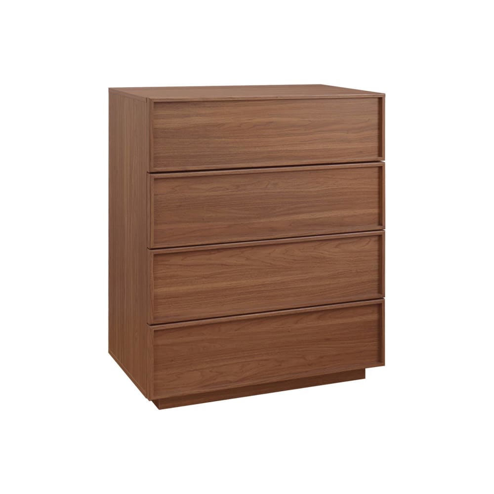 sweeek Kommode mit Holzlook nussbaumfarben 4 Schubladen style classic chic Braun Holz