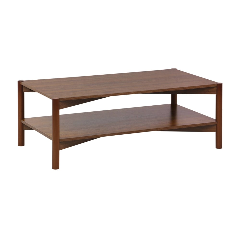 Table basse rectangulaire décor bois double plateau 110cm noyer