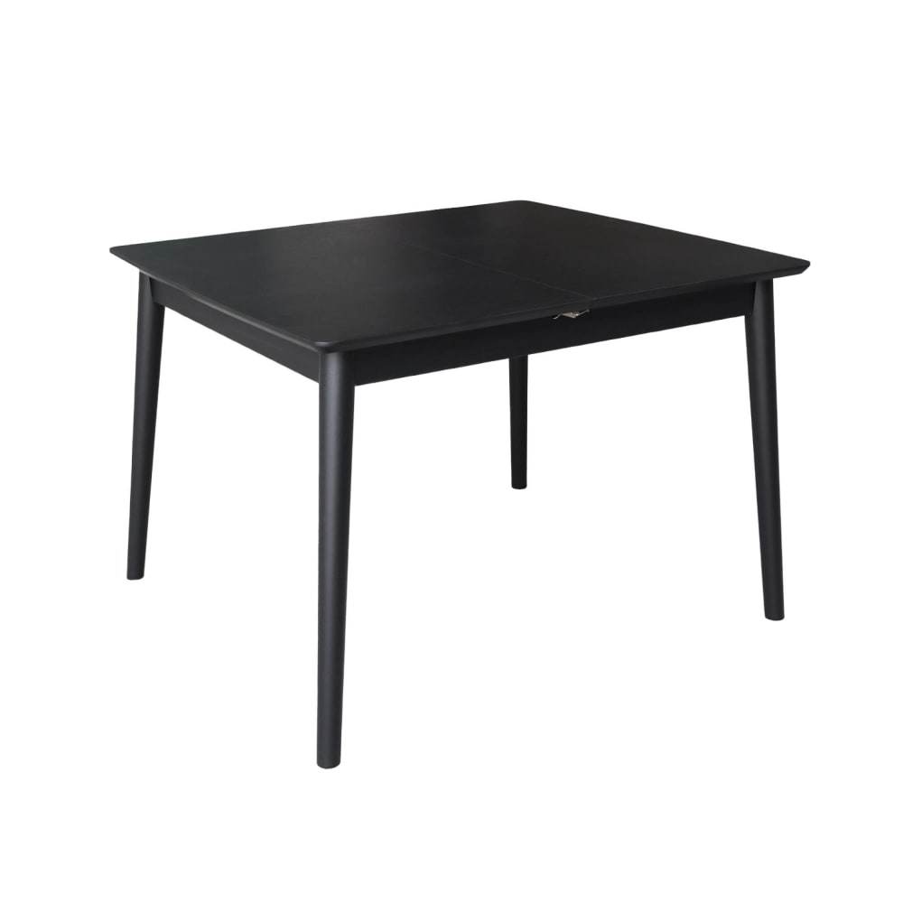 Table à manger extensible bois d'hévéa et placage chêne noir 4-6