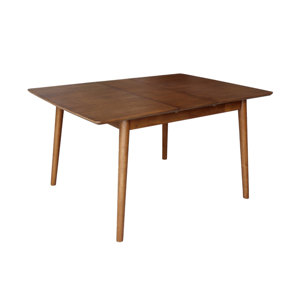 Table à manger extensible bois d'hévéa et placage chêne noyer 4-6