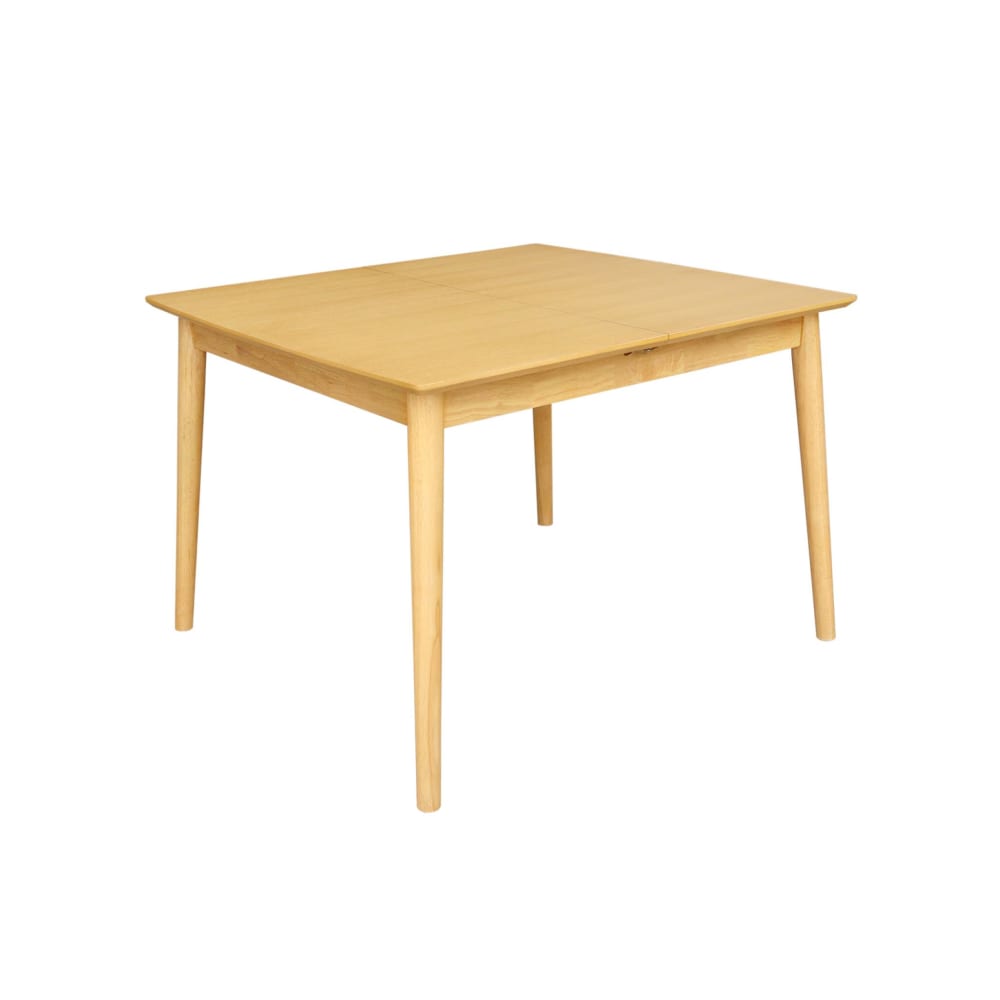 Table à manger extensible bois d'hévéa et placage chêne naturel 4-6