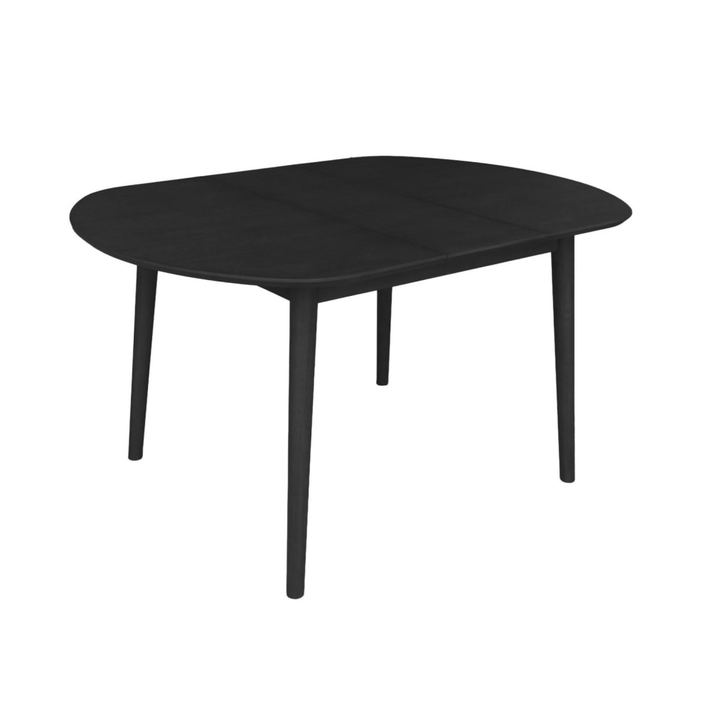 Table à manger extensible bois d'hévéa et placage chêne noir 4-6