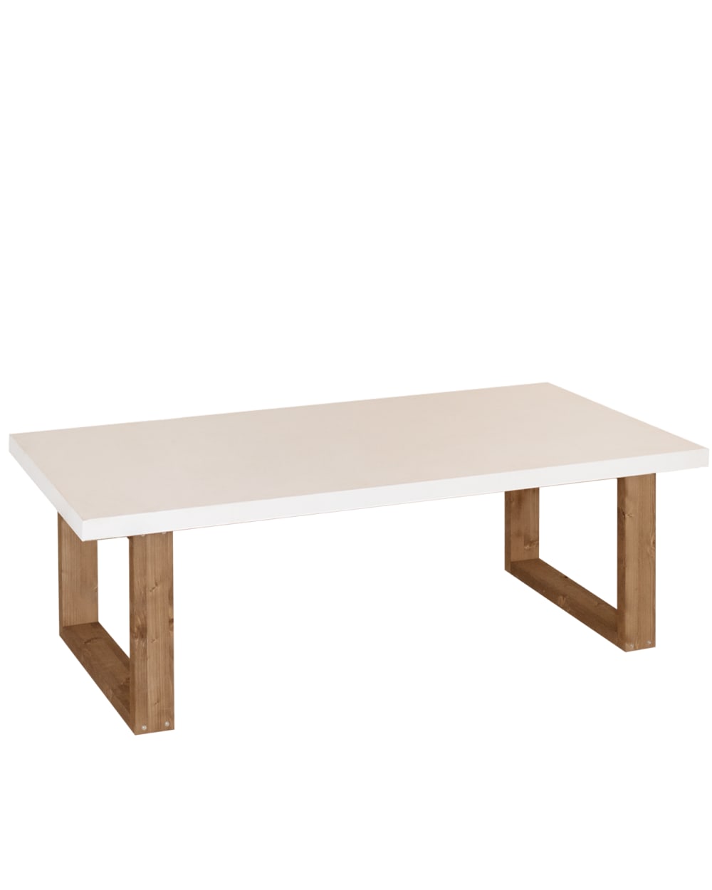 Table basse en bois massif blanche brillant 140x60cm