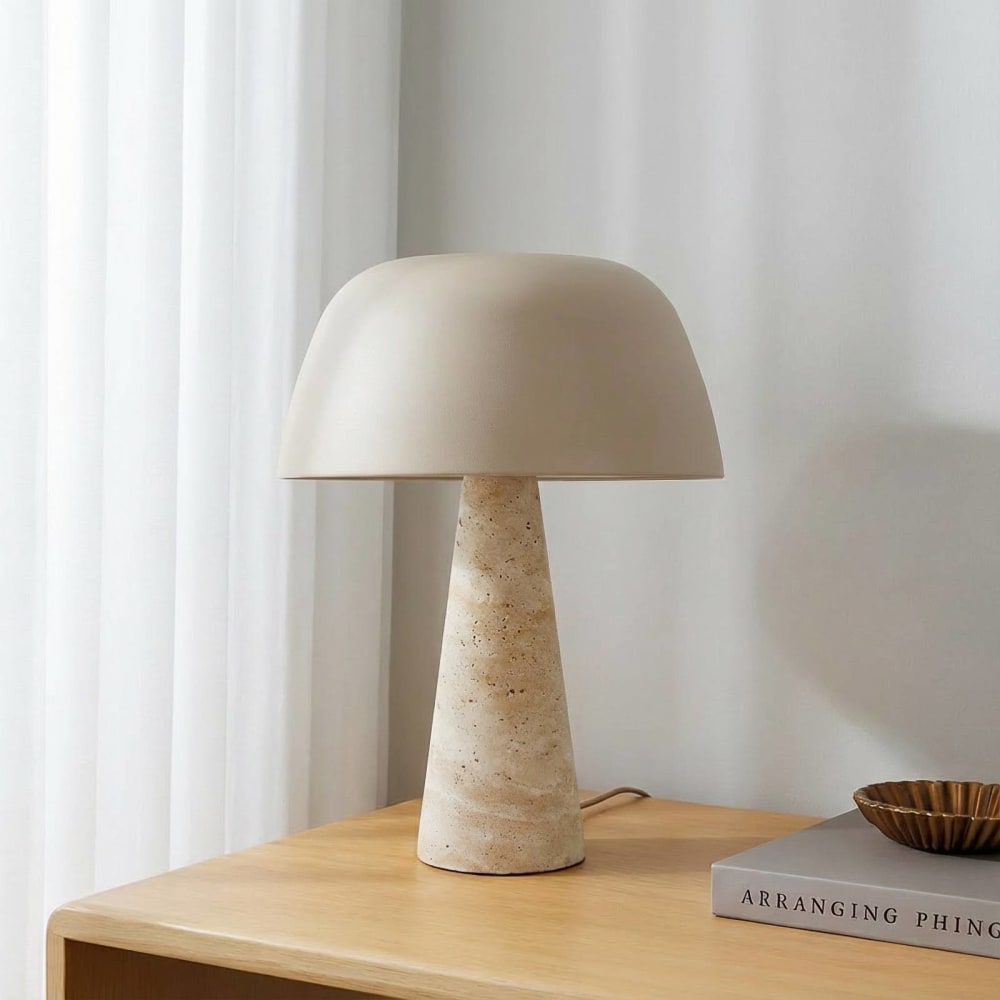 Lampe à poser en pierre beige
