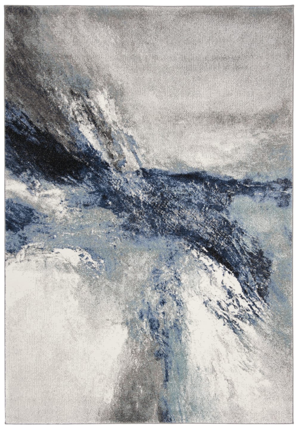 Tapis contemporain en polypropylène bleu/gris, 160 x 229 cm