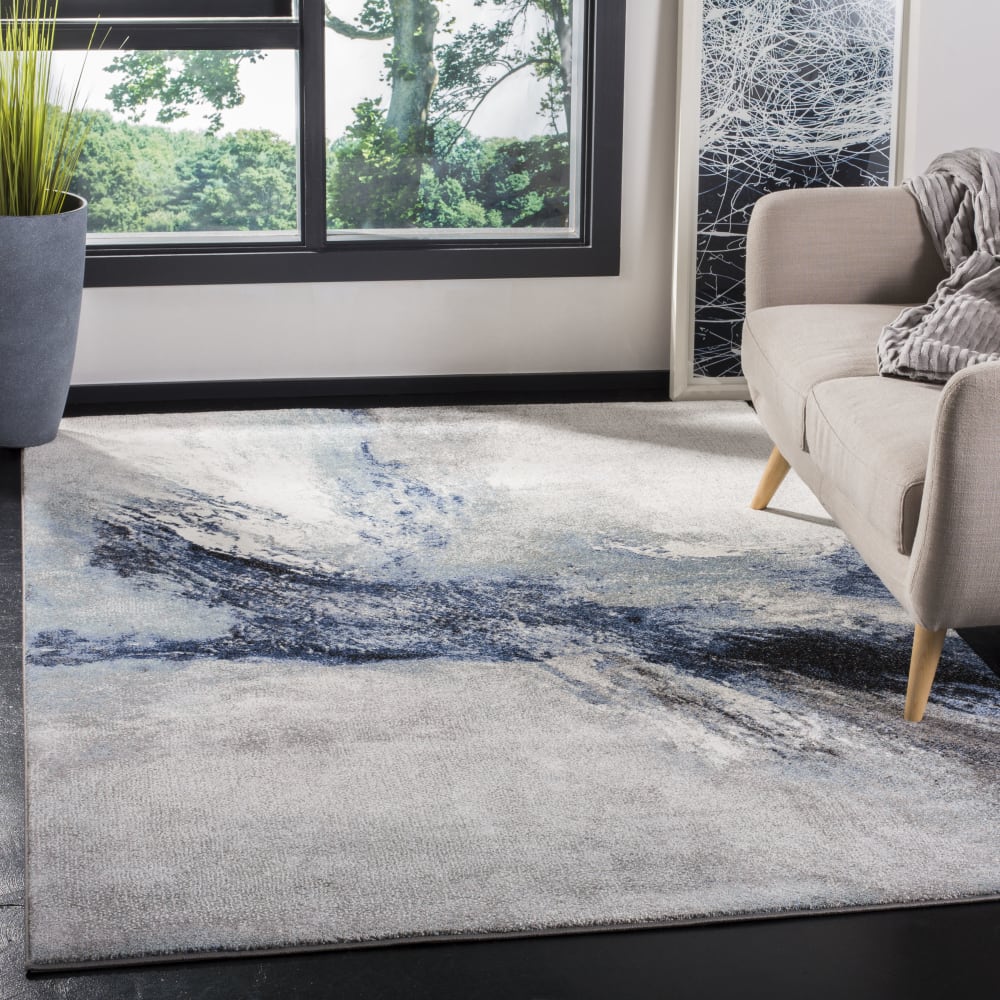Tapis contemporain en polypropylène bleu/gris, 160 x 229 cm — vue 3