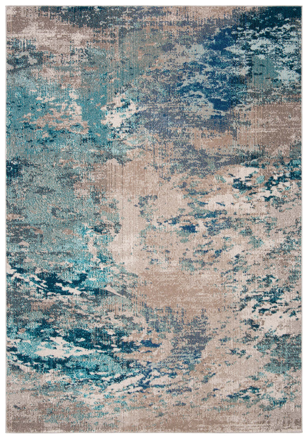 Tapis contemporain en polypropylène bleu/beige, 183 x 244 cm