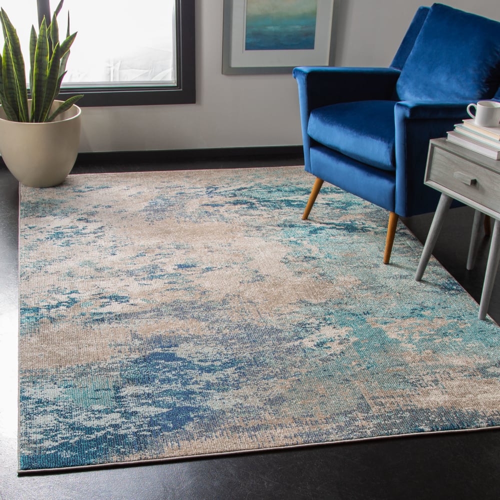 Tapis contemporain en polypropylène bleu/beige, 183 x 244 cm — vue 4
