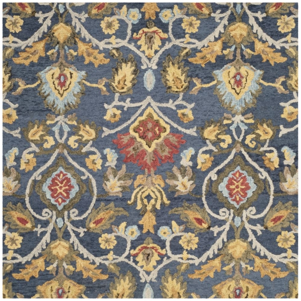 Tapis traditionnel en laine bleu/multicolore, 183 x 183 cm