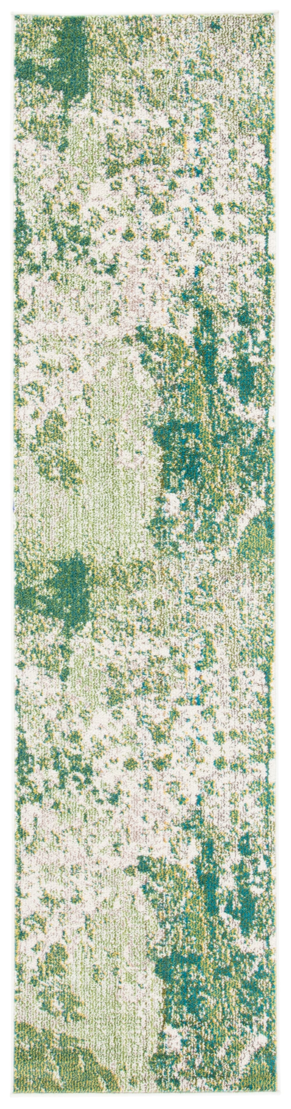Tapis contemporain en polypropylène vert/blanc, 66 x 183 cm