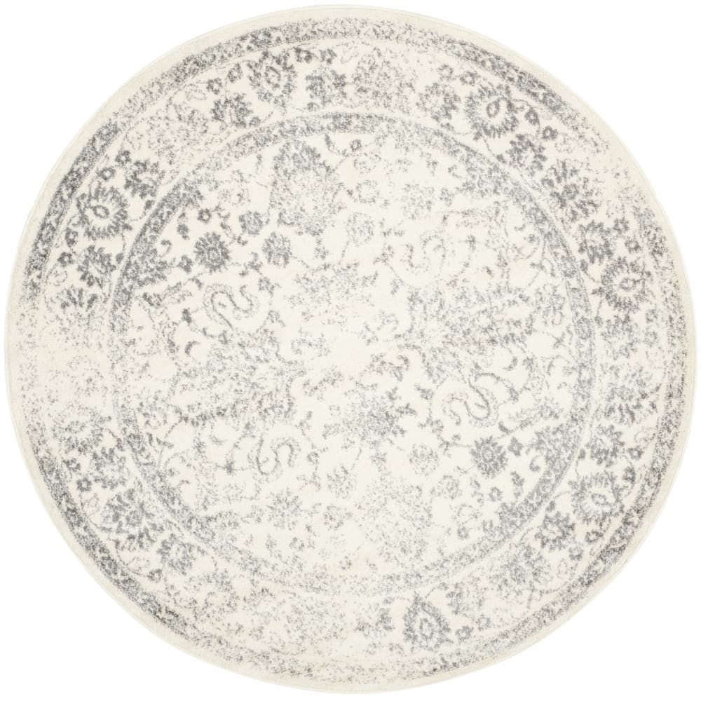 Tapis vintage patiné en polypropylène blanc/argent, 201 cm