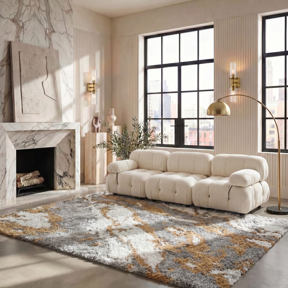 Tapis en polypropylène gris/or, 122 x 183 cm — vue 3