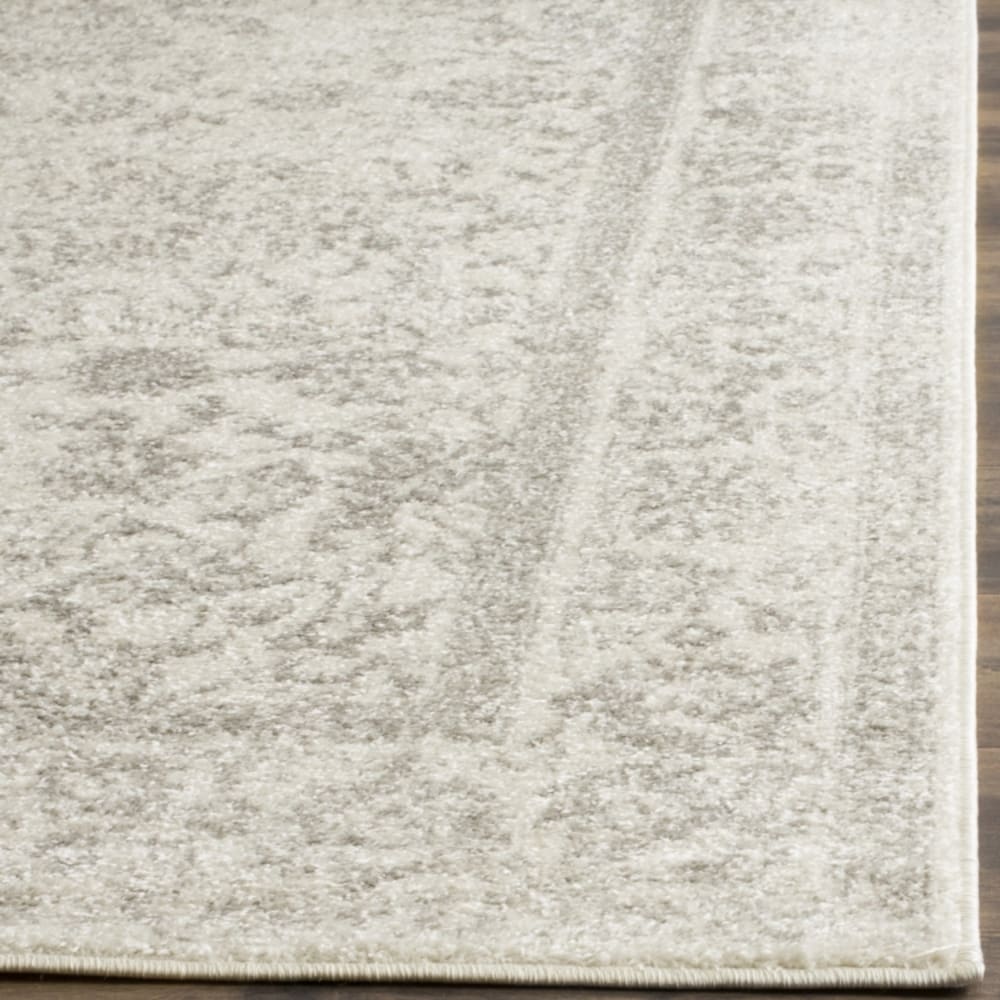 Tapis vintage patiné en polypropylène blanc/argent, 91 x 91 cm — vue 3