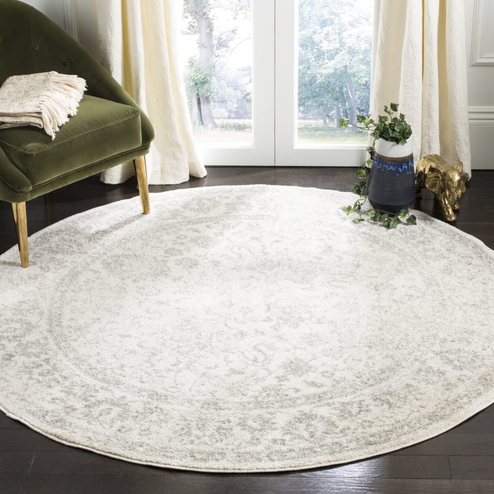 Tapis vintage patiné en polypropylène blanc/argent, 152 cm — vue 4