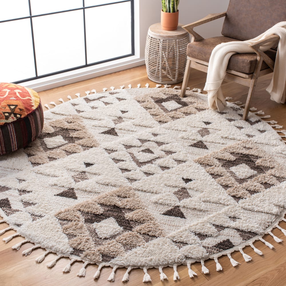 Tapis en polypropylène blanc/brun, 201 cm — vue 3