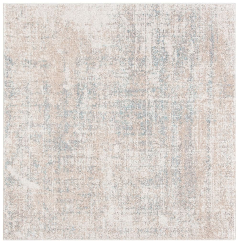 Tapis abstrait moderne en polypropylène beige/gris, 235 x 235 cm