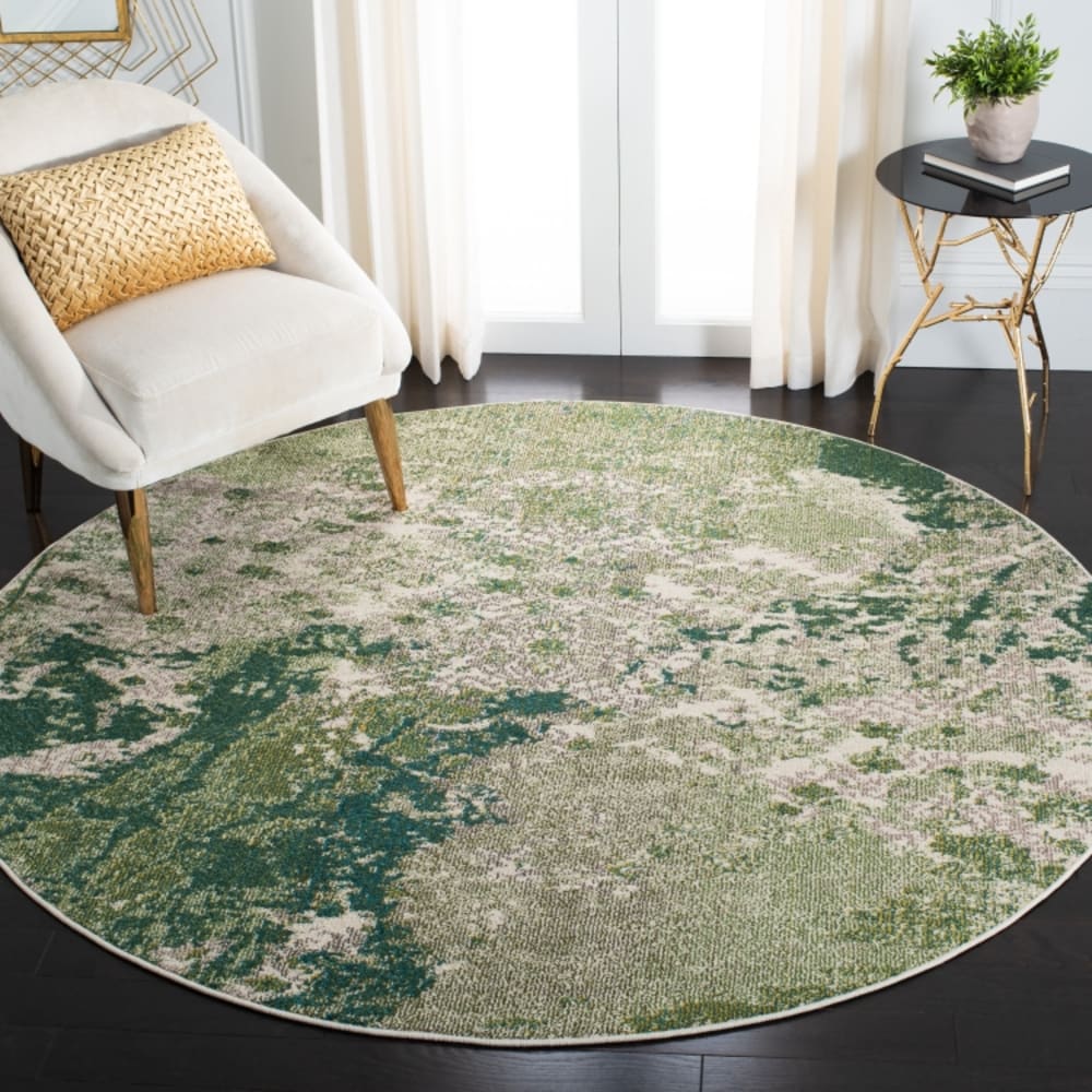 Tapis contemporain en polypropylène vert/blanc, 152 cm — vue 3