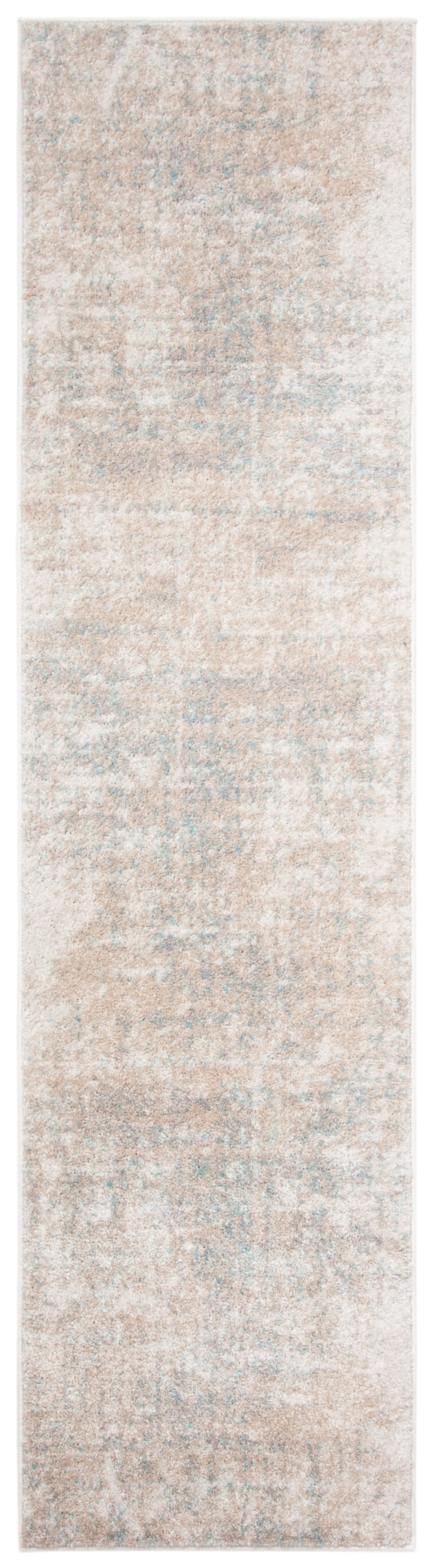 Tapis abstrait moderne en polypropylène beige/gris, 64 x 244 cm