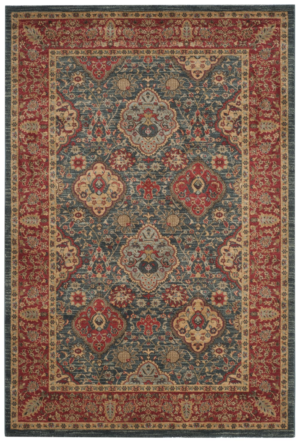 Tapis traditionnel en polypropylène bleu/rouge, 155 x 231 cm