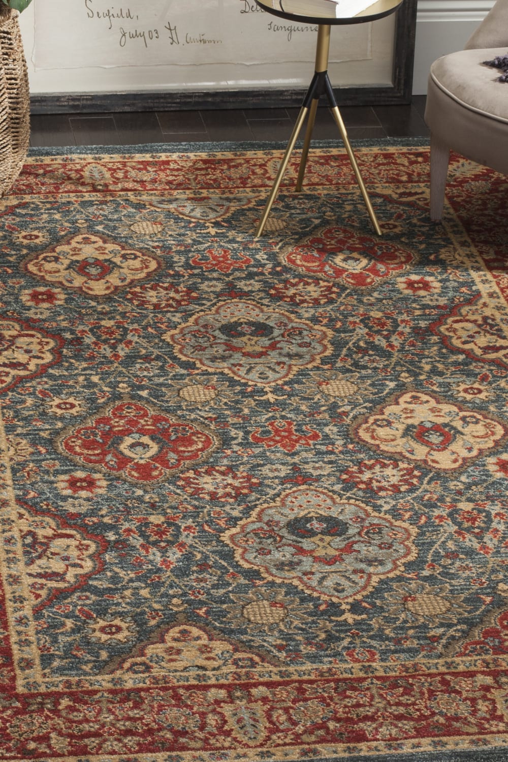 Tapis traditionnel en polypropylène bleu/rouge, 155 x 231 cm — vue 3