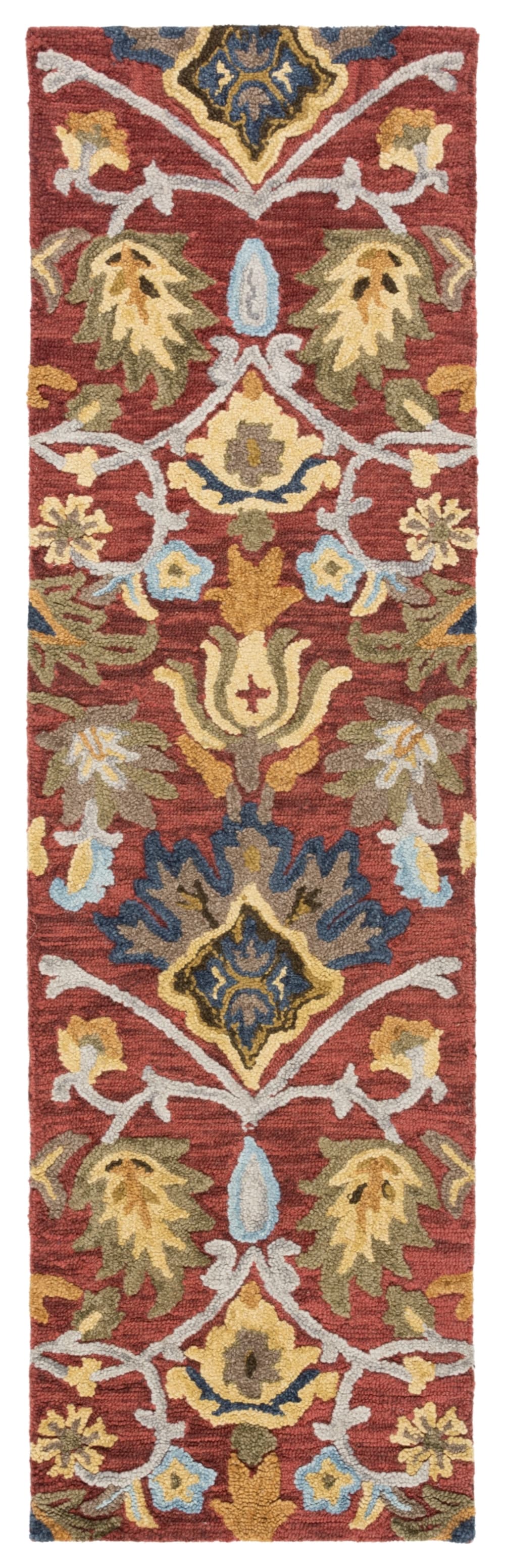 Tapis traditional en laine rouge/multicolore, 69 x 244 cm