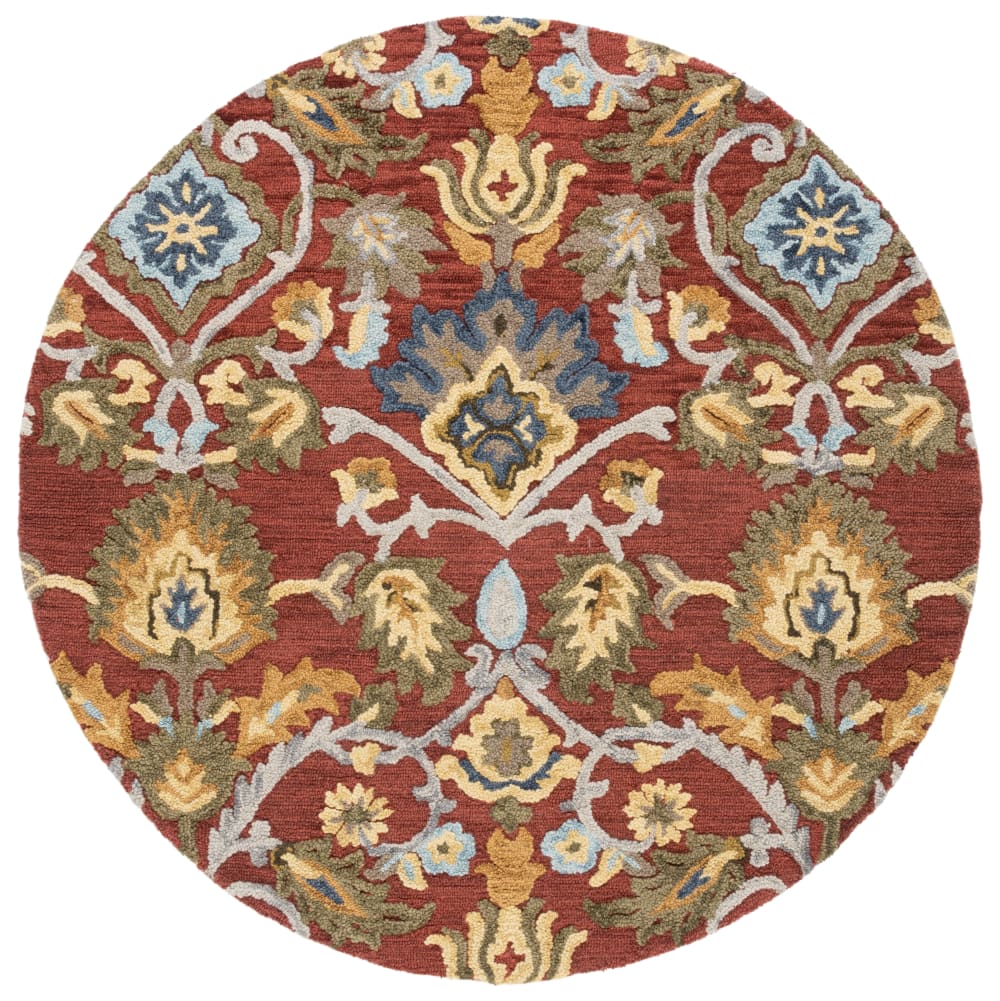 Tapis traditionnel en laine rouge/multicolore, 183 cm