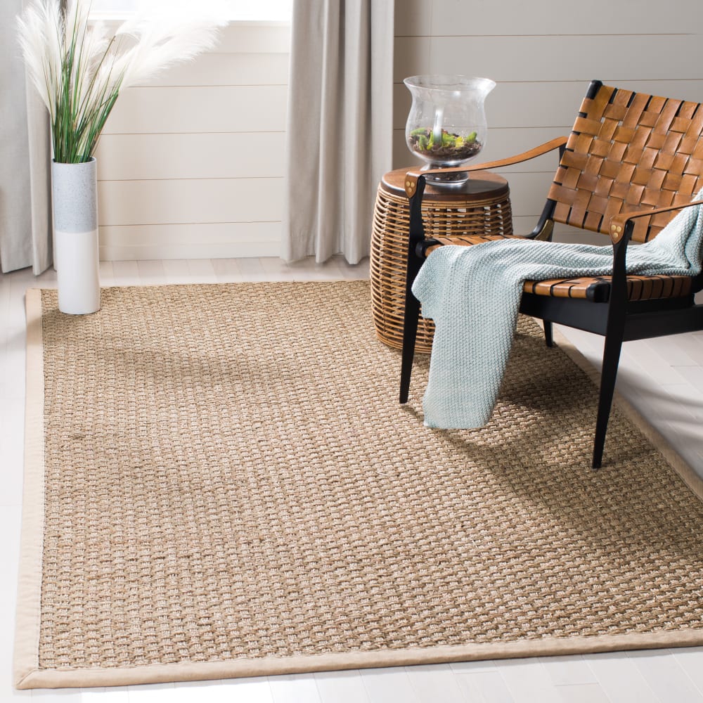 Tapis fibre naturelle en herbiers marins beige, 183 x 244 cm — vue 4