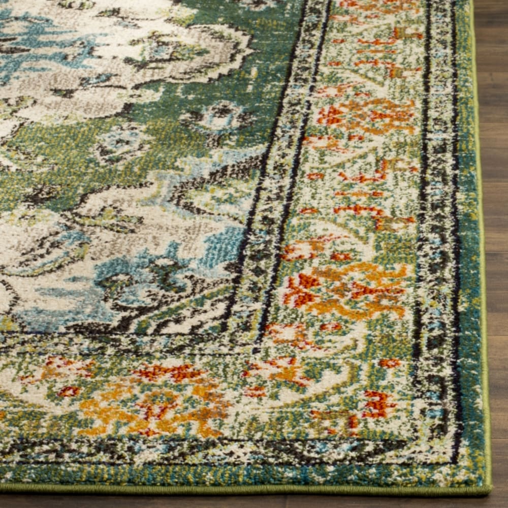 Tapis bohème chic en polypropylène vert/bleu, 183 x 244 cm — vue 4