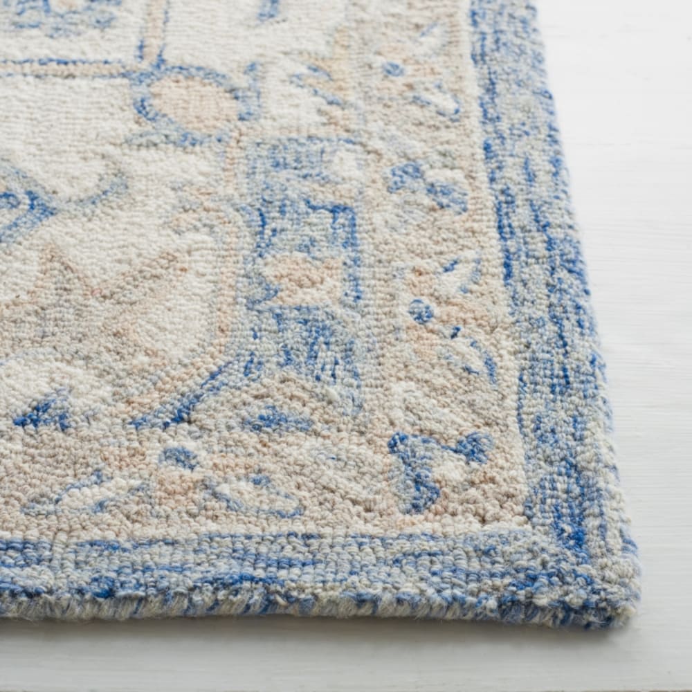 Tapis traditionnel en laine bleu/blanc, 61 x 91 cm — vue 3