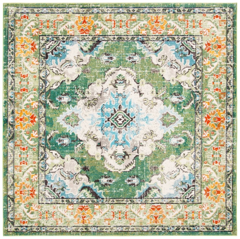Tapis bohème chic en polypropylène vert/bleu, 241 x 305 cm